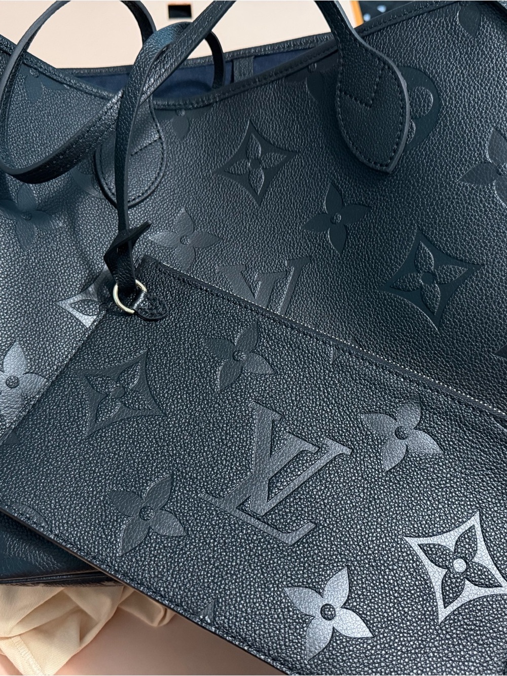 Louis Vuitton Black Monogram Embossed Shopper Tote
